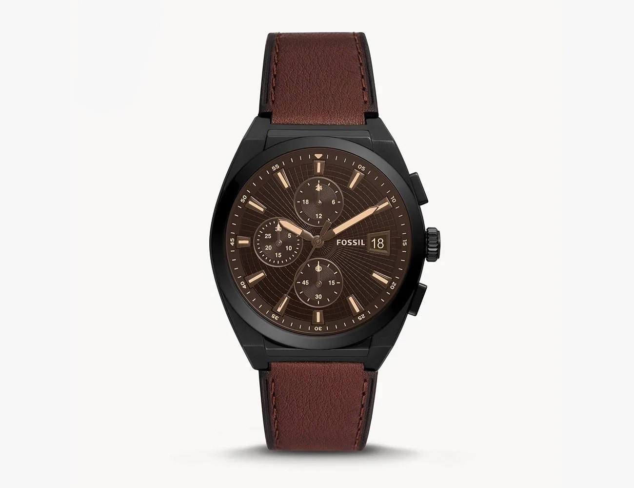 Everett Chronograph Brown Leather Watch