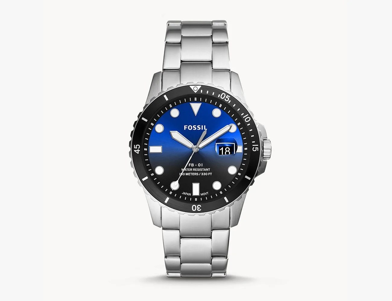 FB 01 Three Hand Date Stainless Steel Watch