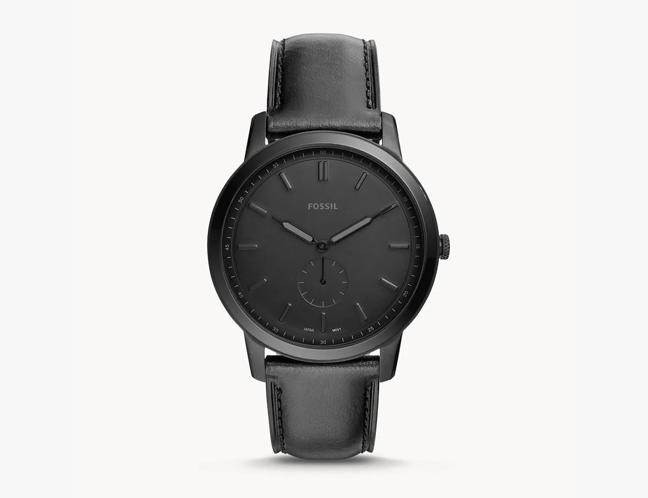 The Minimalist Two-Hand Black Leather Watch