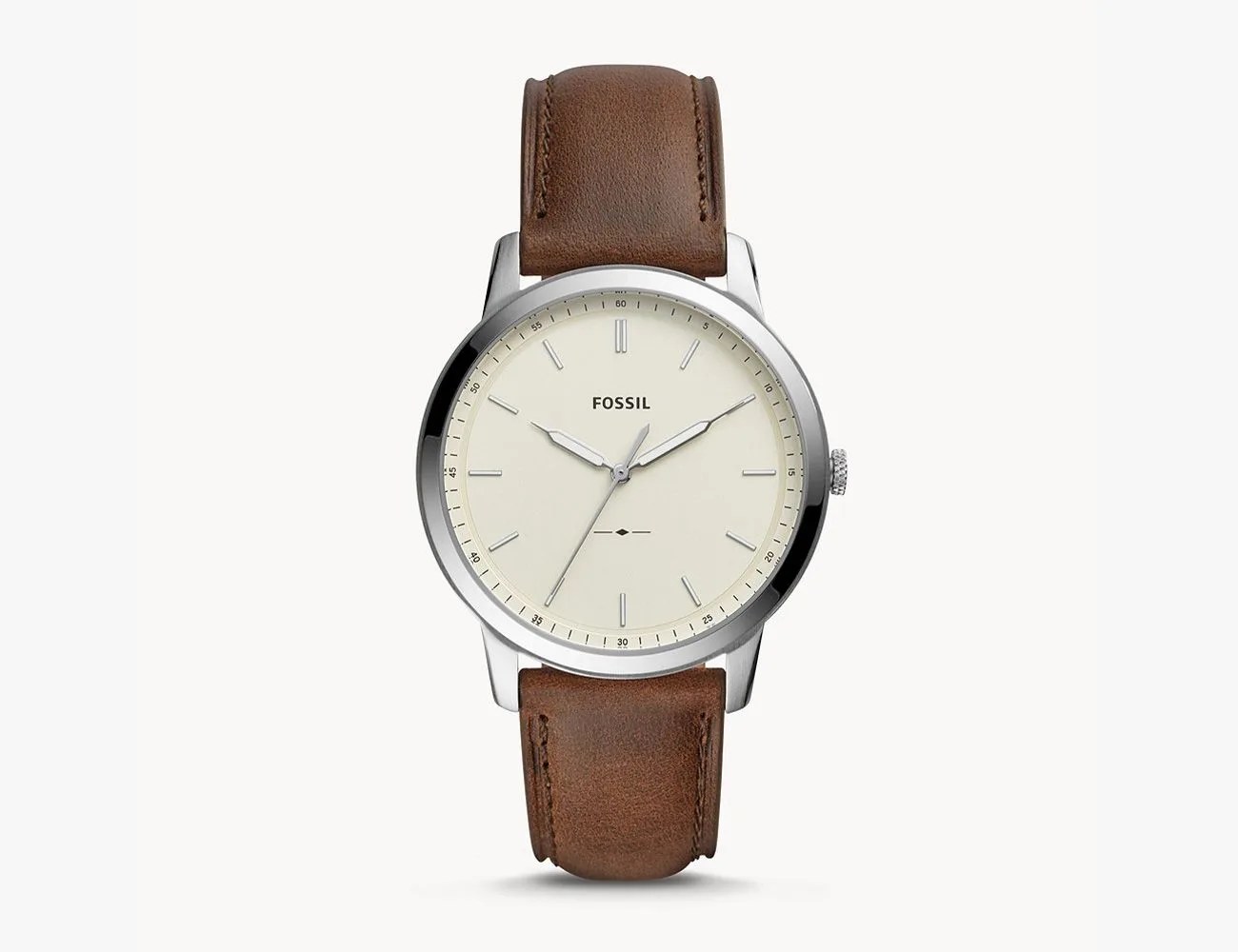 The Minimalist Three Hand Brown Leather Watch