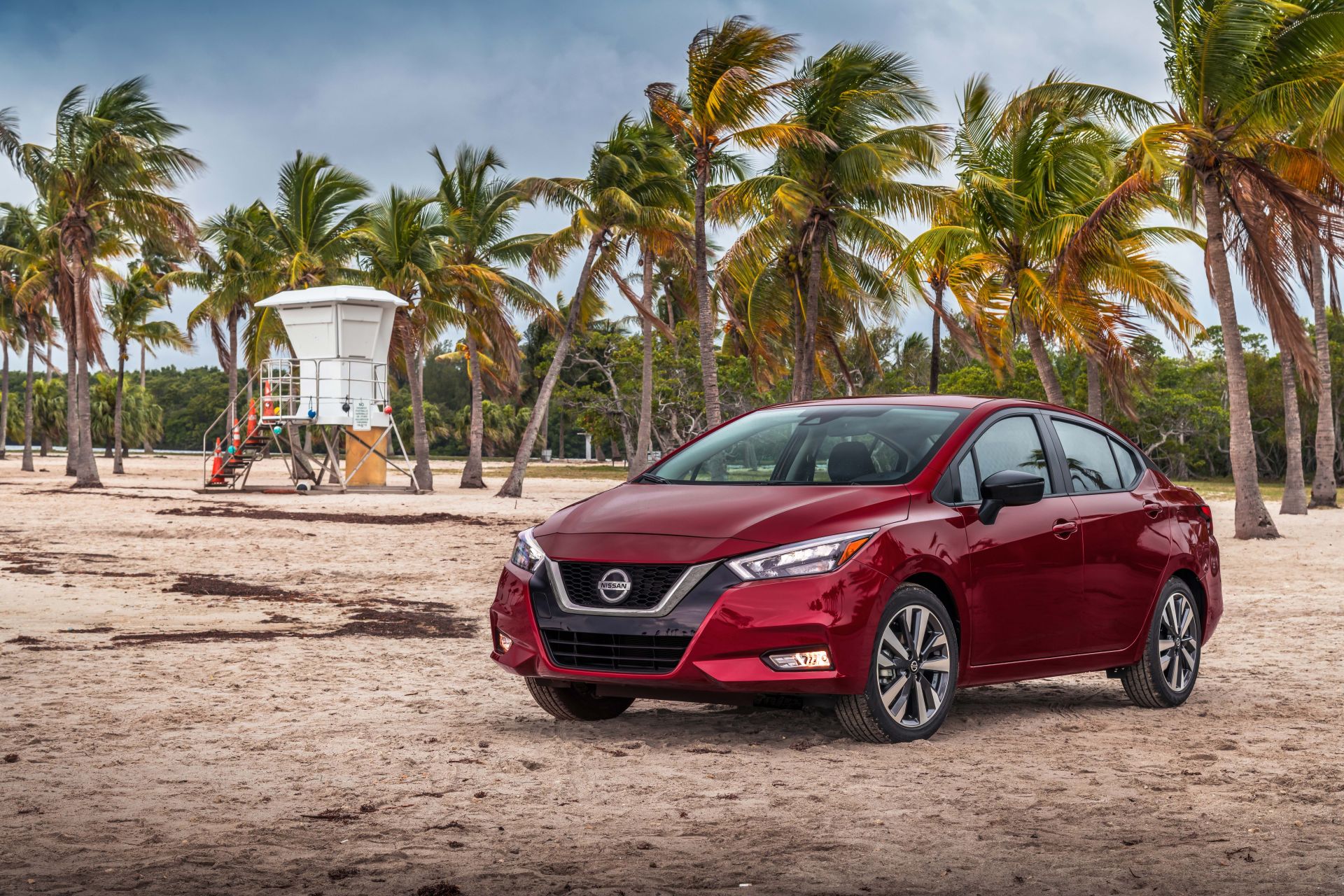nissan versa on a beach