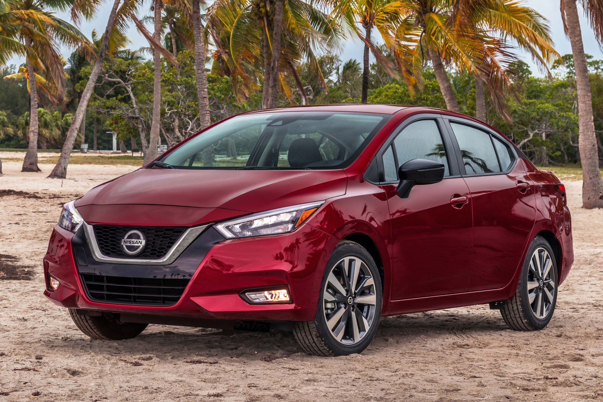 nissan versa on a beach
