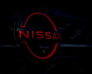 nissan frontier glowing red logo electric compact pickup truck