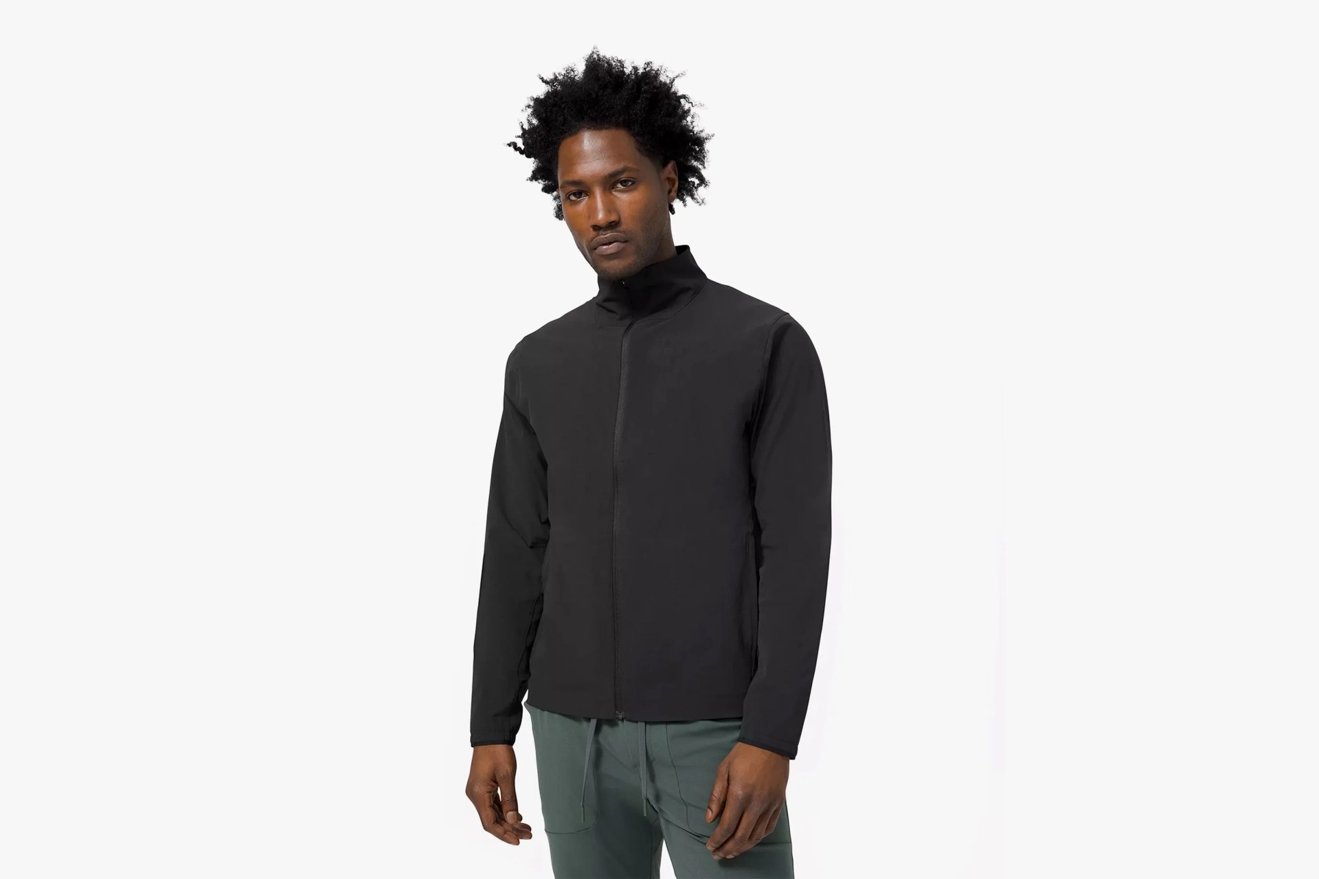man wearing black jacket