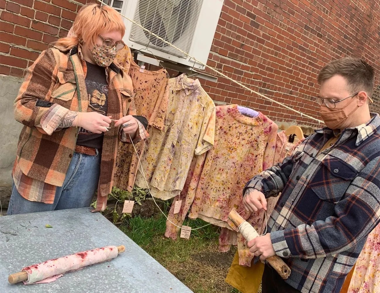 two people dying clothing