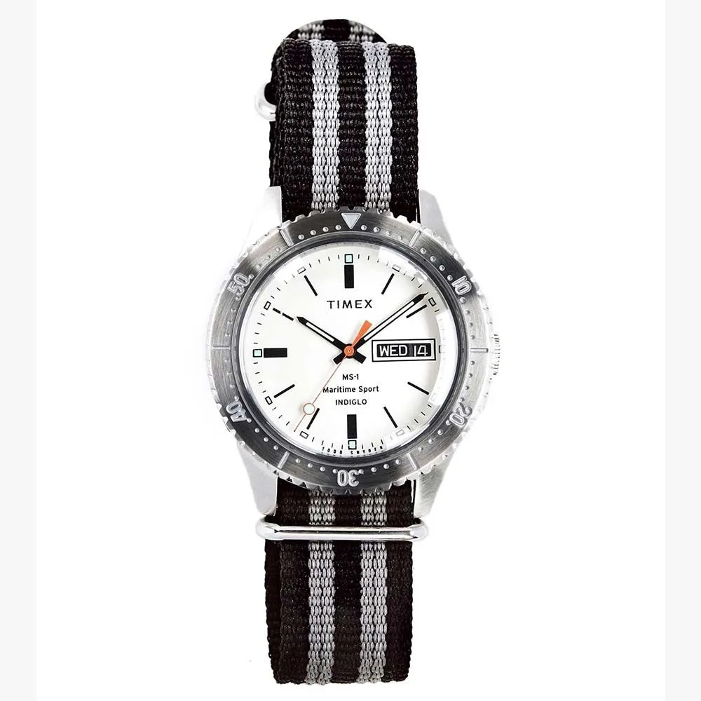 timex todd snyder maritime sport ms1 watch in silver 41mm