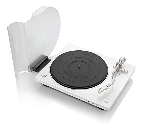 Denon DP-450USB (White) Semi-Automatic Analog Turntable | USB Output for Recording | Speed Auto Sensor | Specially Designed Curved Tonearm | 33 1/3, 45, 78 RPM (Vintage) Speeds