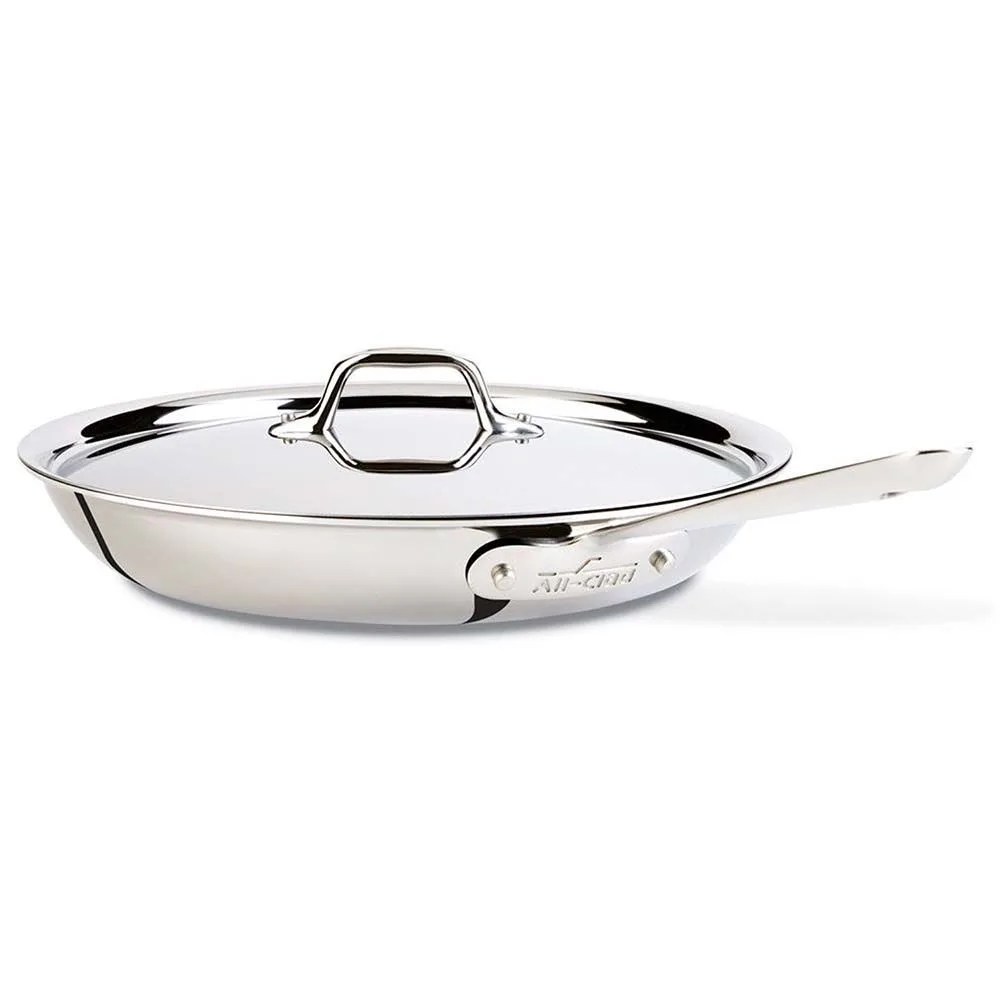 12in fry pan with lid stainless second quality