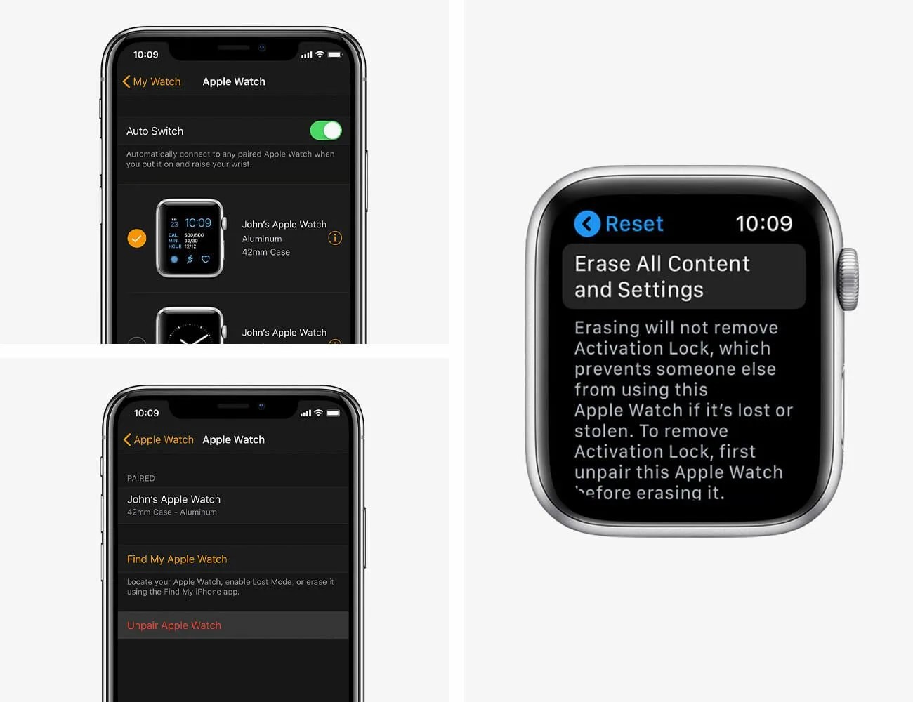 factory reset apple watch