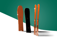 snowboard and skis