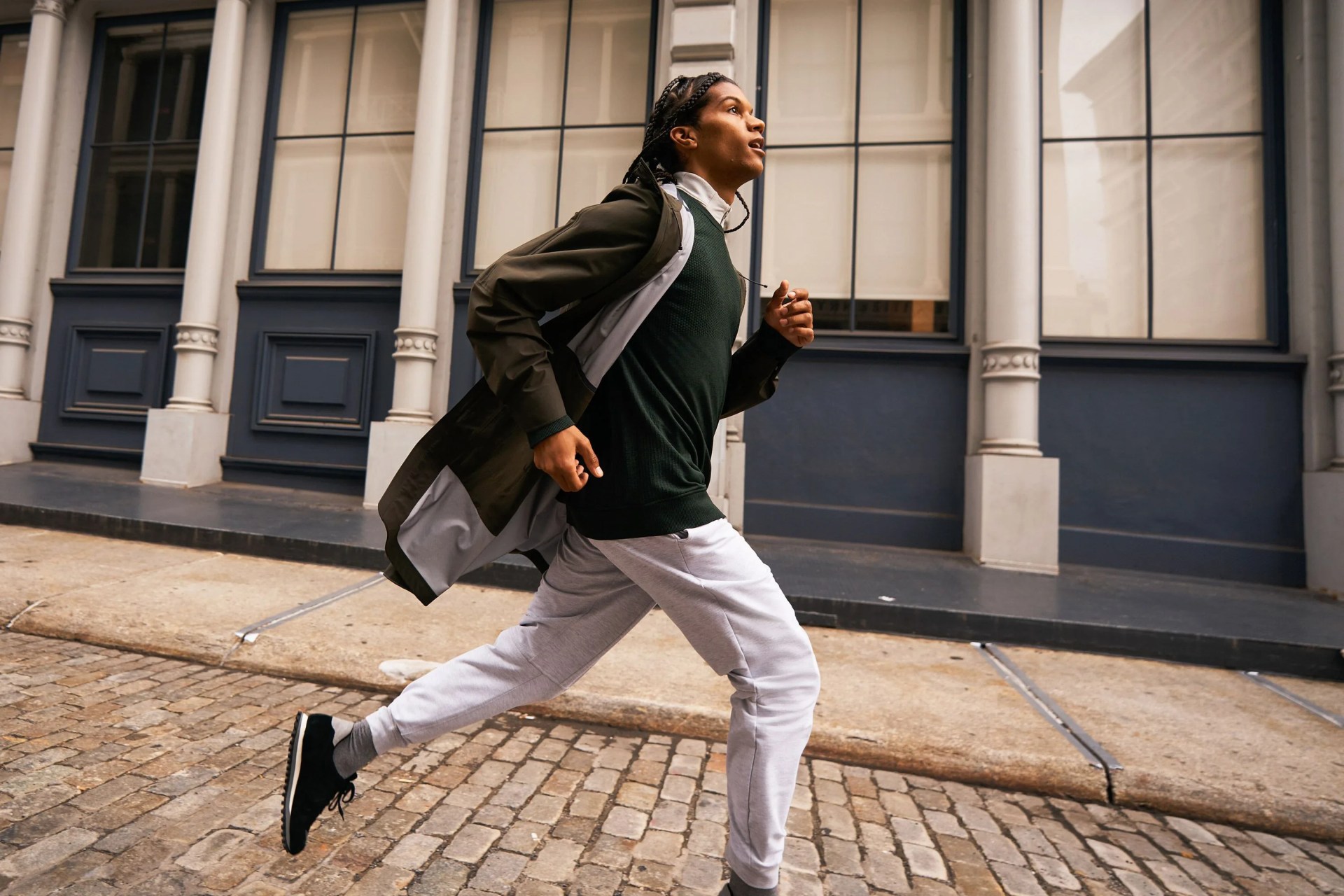 man wearing lululemon city sweat jogger