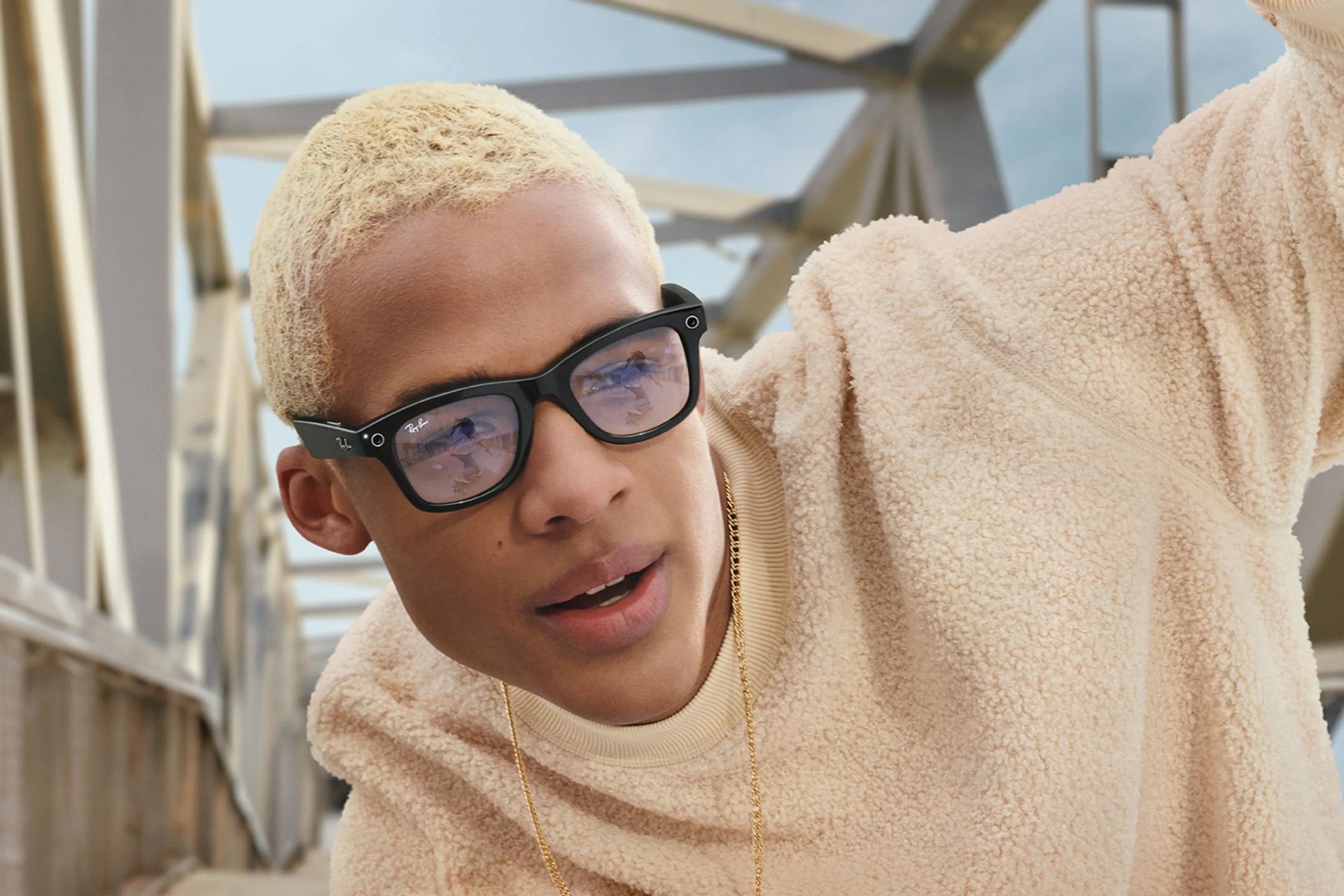 man wearing rayban sunglasses
