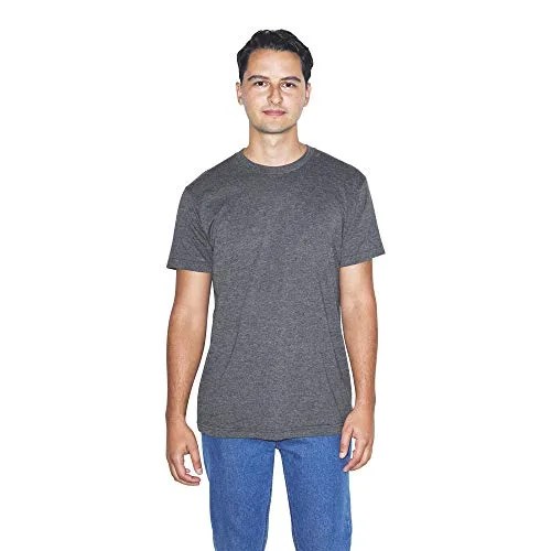 american apparel men's 5050 crewneck short sleeve t shirt, 2 pack, heather black, x small