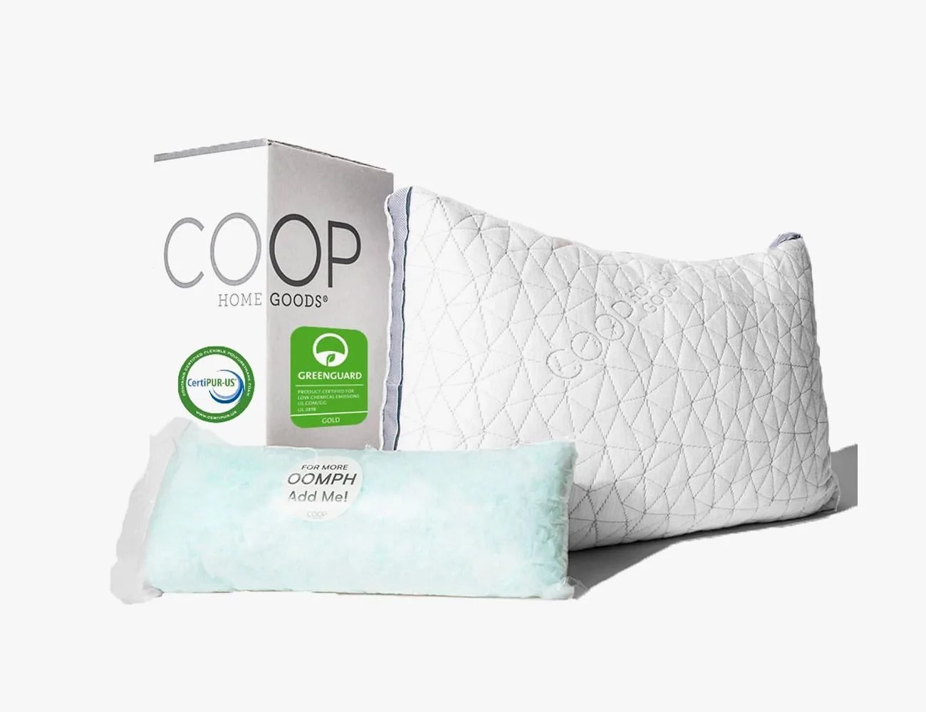 coop home goods eden bed pillow for sleeping plush and luxurious crosscut memory foam pillow with lulltra washable cover from bamboo derived rayon certipurusgreenguard gold certified queen