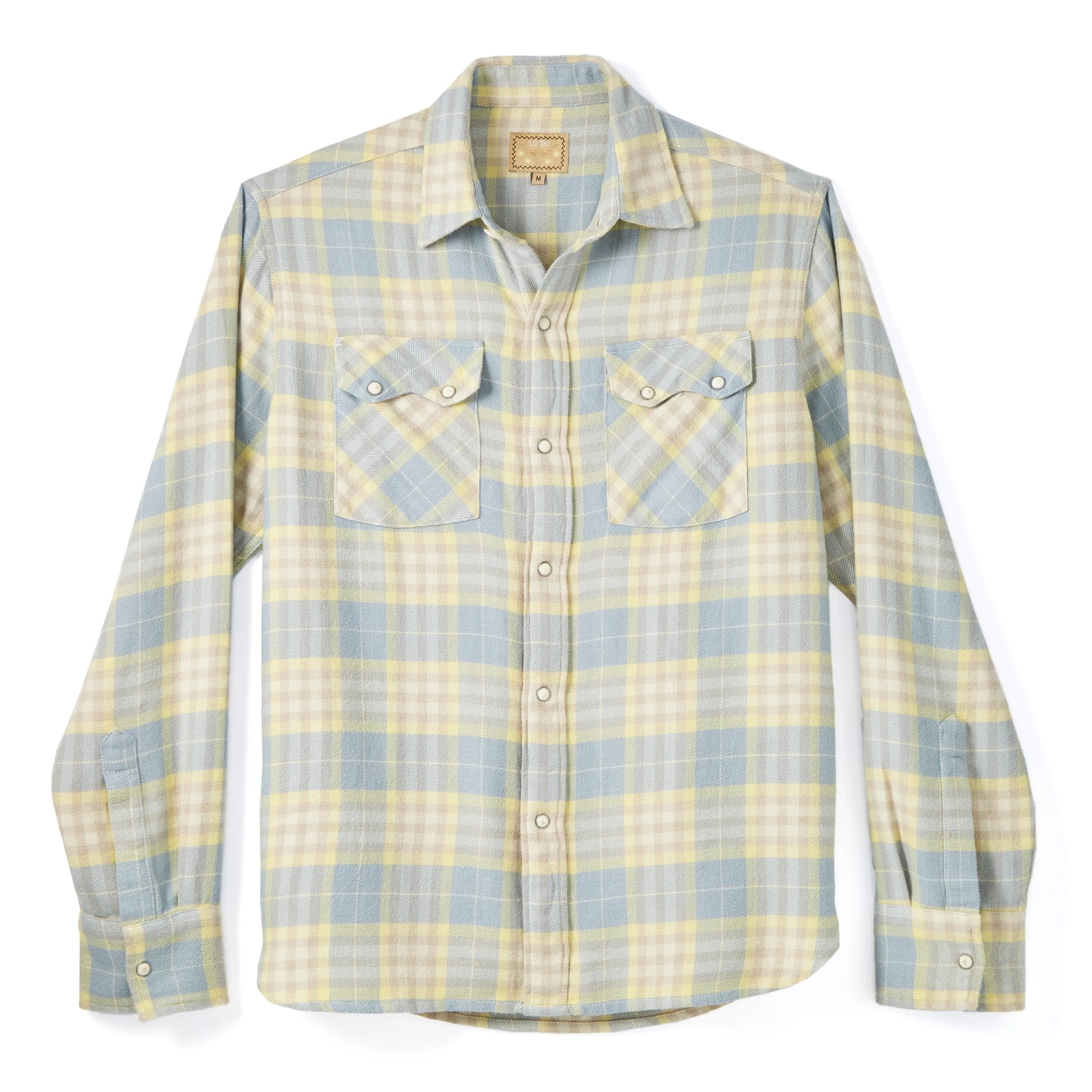 washed pearl snap flannel shirtwythe