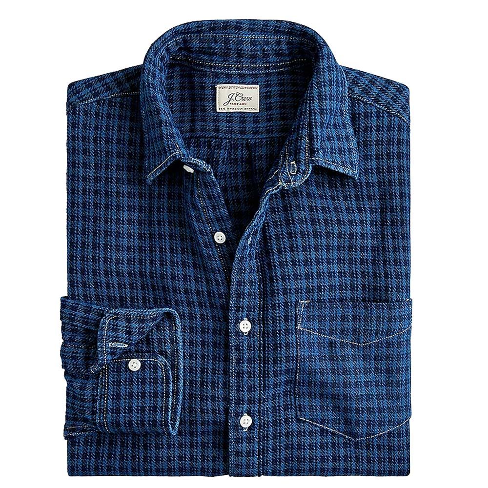 Indigo-dyed twill shirt