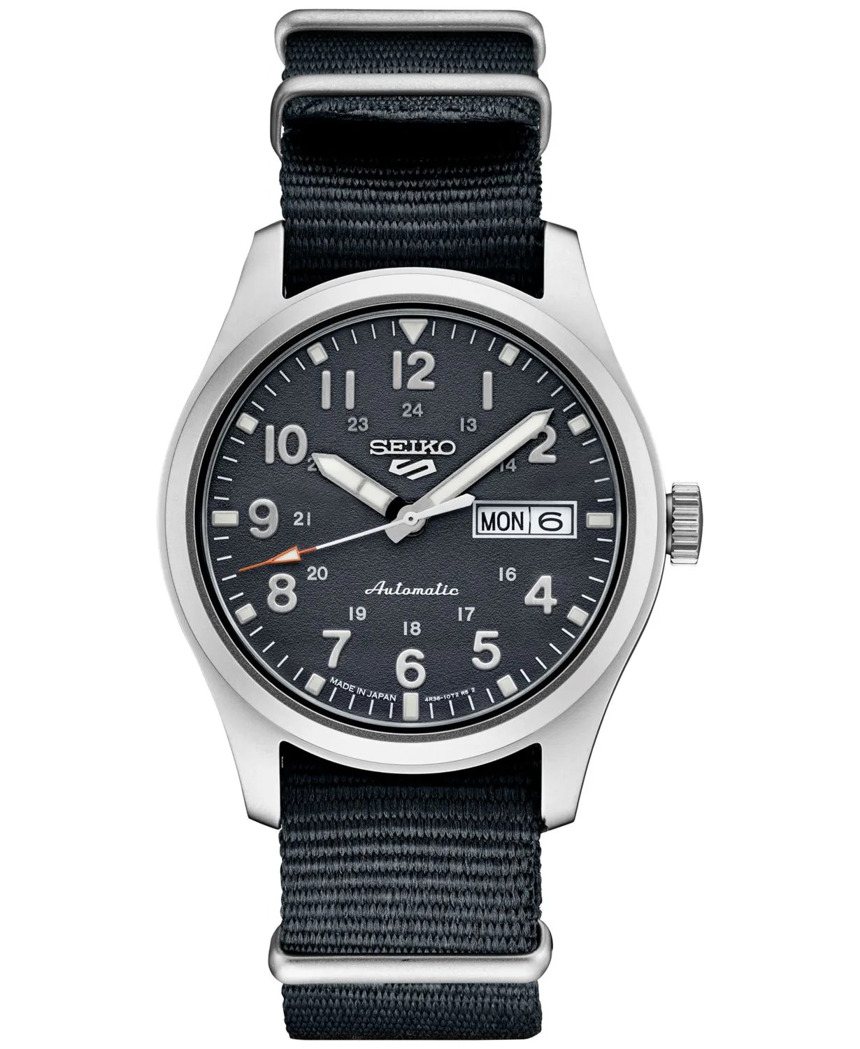 Men's Automatic 5 Sports Gray Nylon Strap Watch 43mm