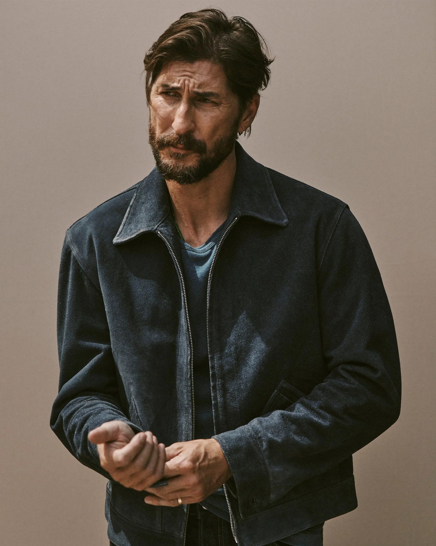 full grain suede rider jacket