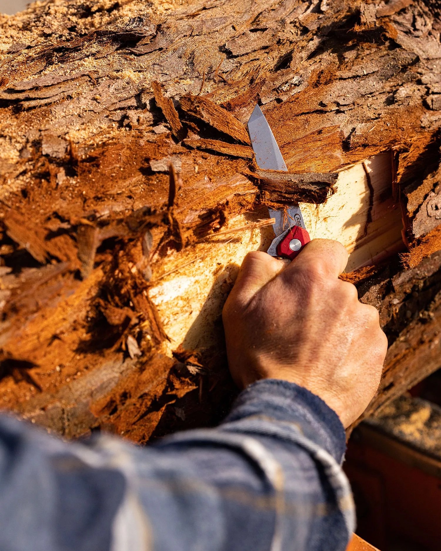 kinzua knife cutting wood