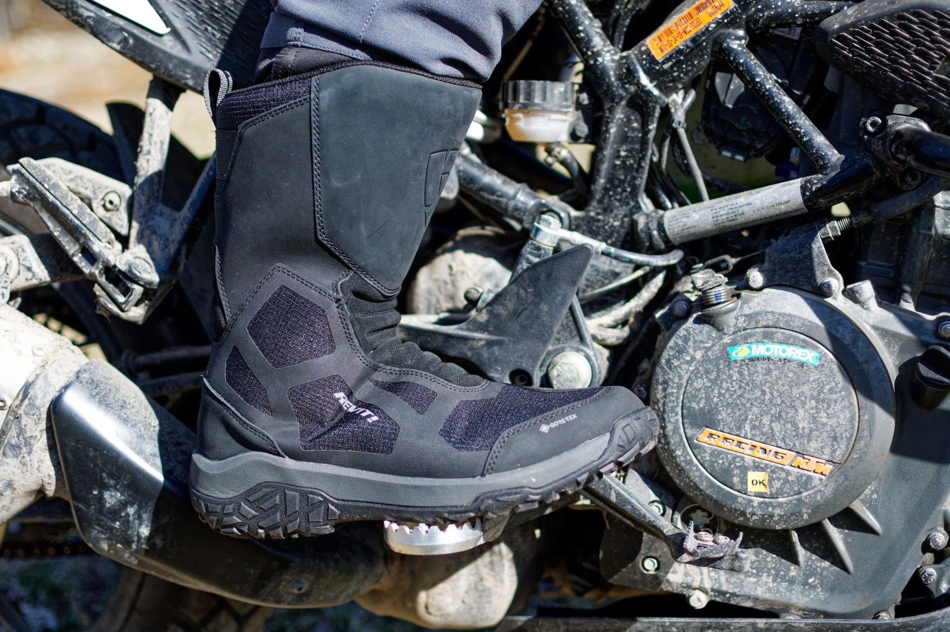 close up of a boot on a motorcycle