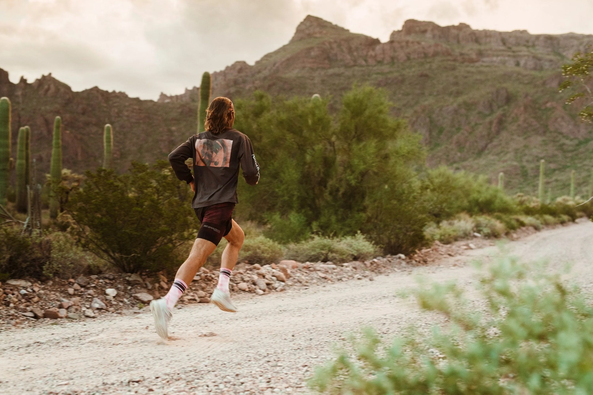 man running in desert