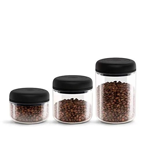 Fellow Clear Glass Atmos Bundle - Bundle of 3 Clear Glass Atmos Vacuum Canisters in 1.2 L , 0.7 L, + 0.4 L Sizes