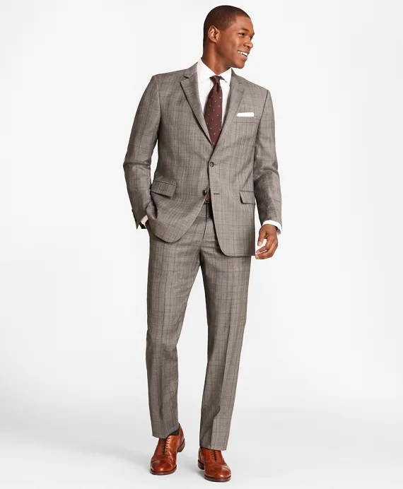 Regent Fit Saxxon™ Wool Grey Plaid 1818 Suit