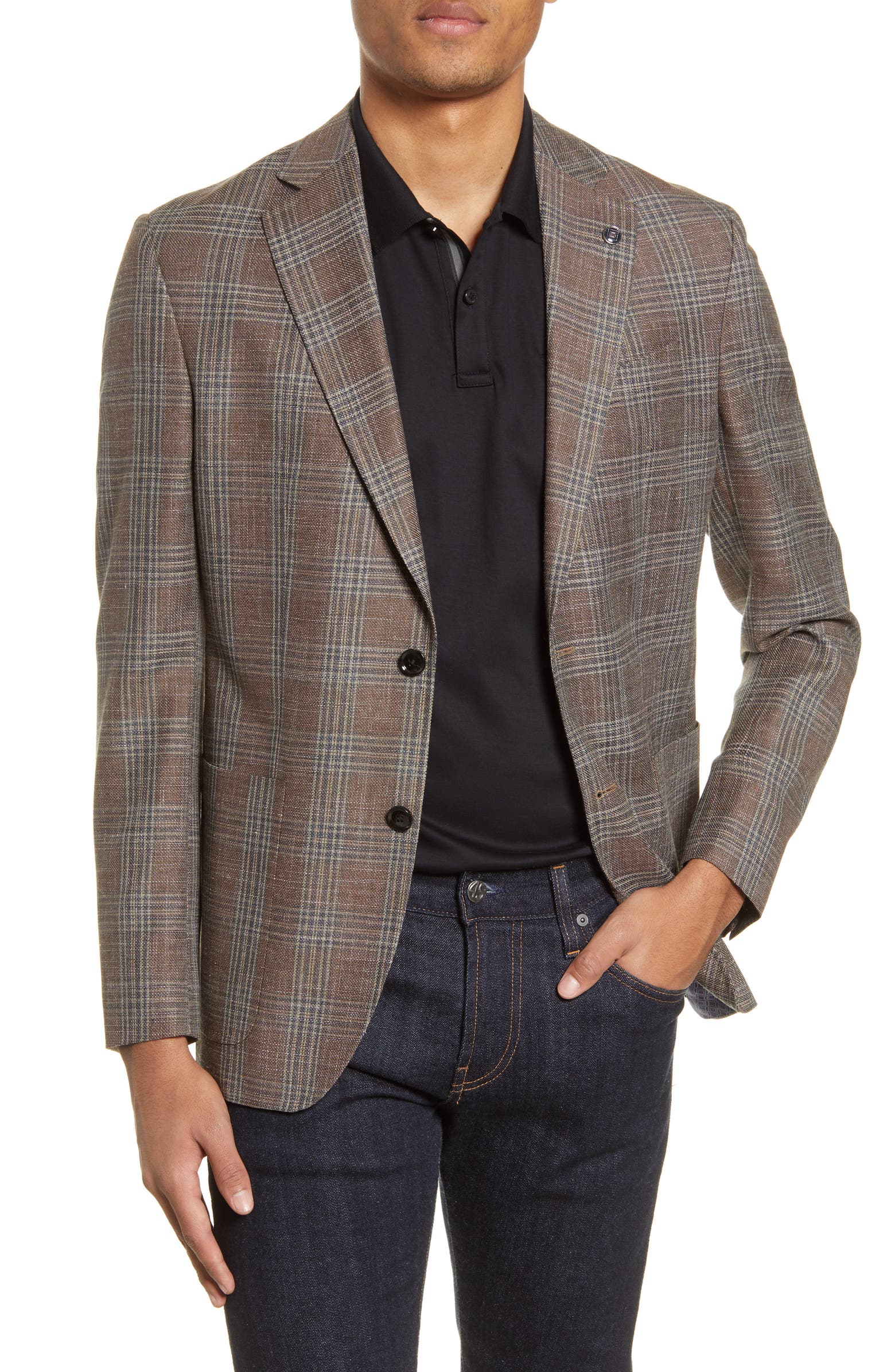 Kyle Trim Fit Plaid Wool Blend Sport Coat