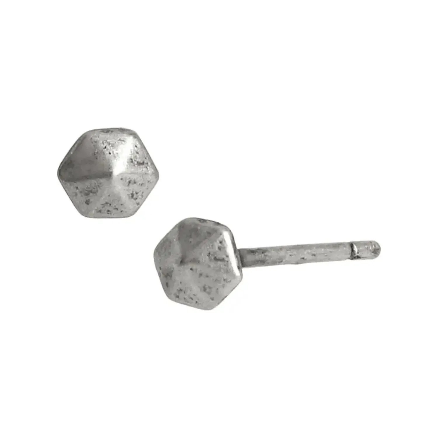 Hexagon Sterling Silver Stud Earrings