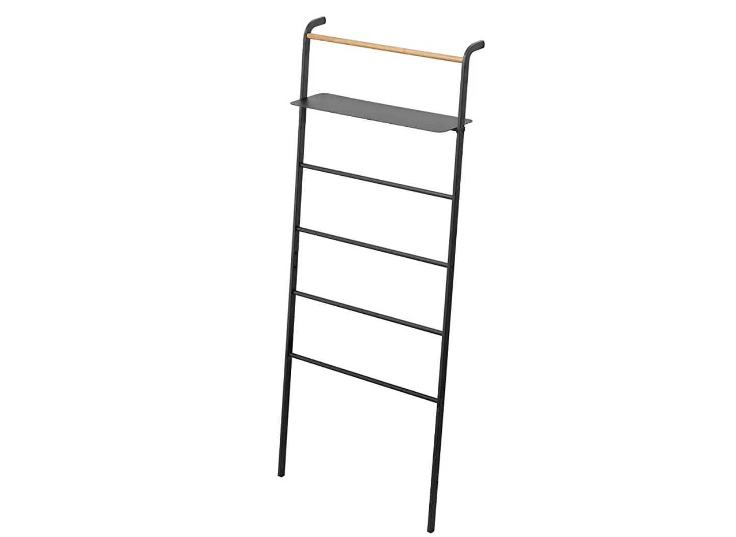 YAMAZAKI home Tower Leaning Ladder With Shelf Black