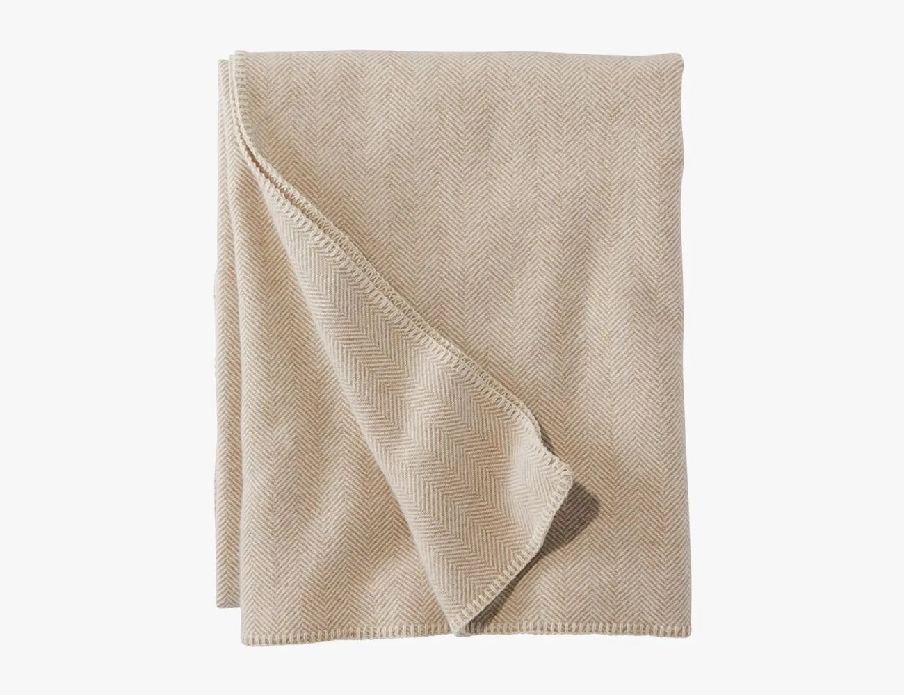LLBean Washable Wool Blanket, Herringbone