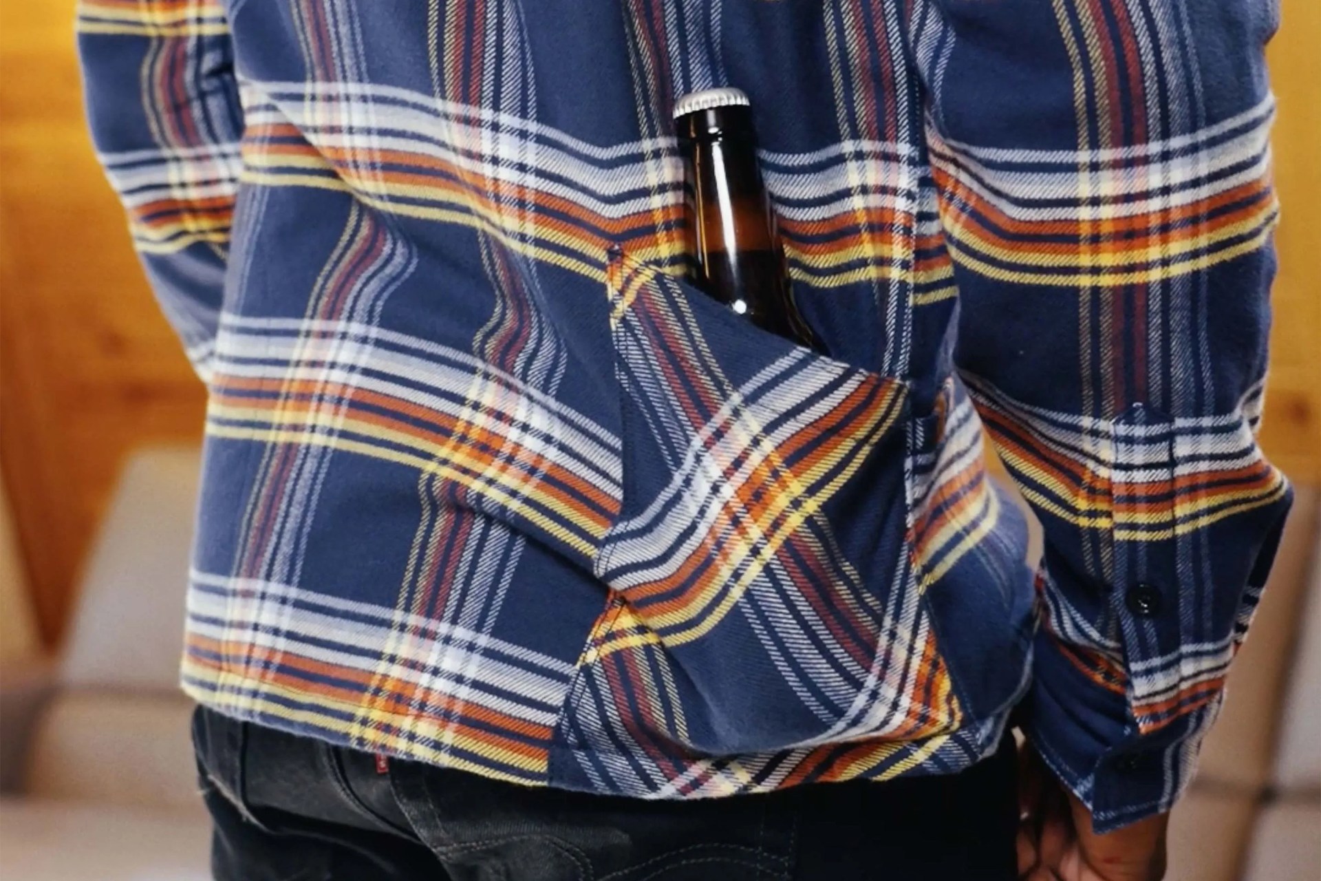 flannel beer pocket