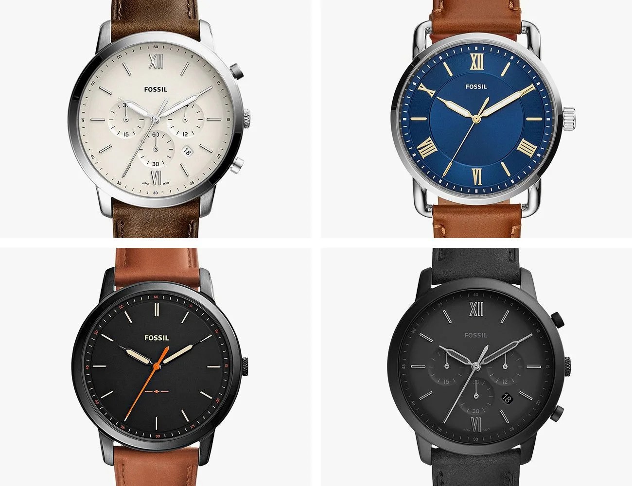 fossil leather watches