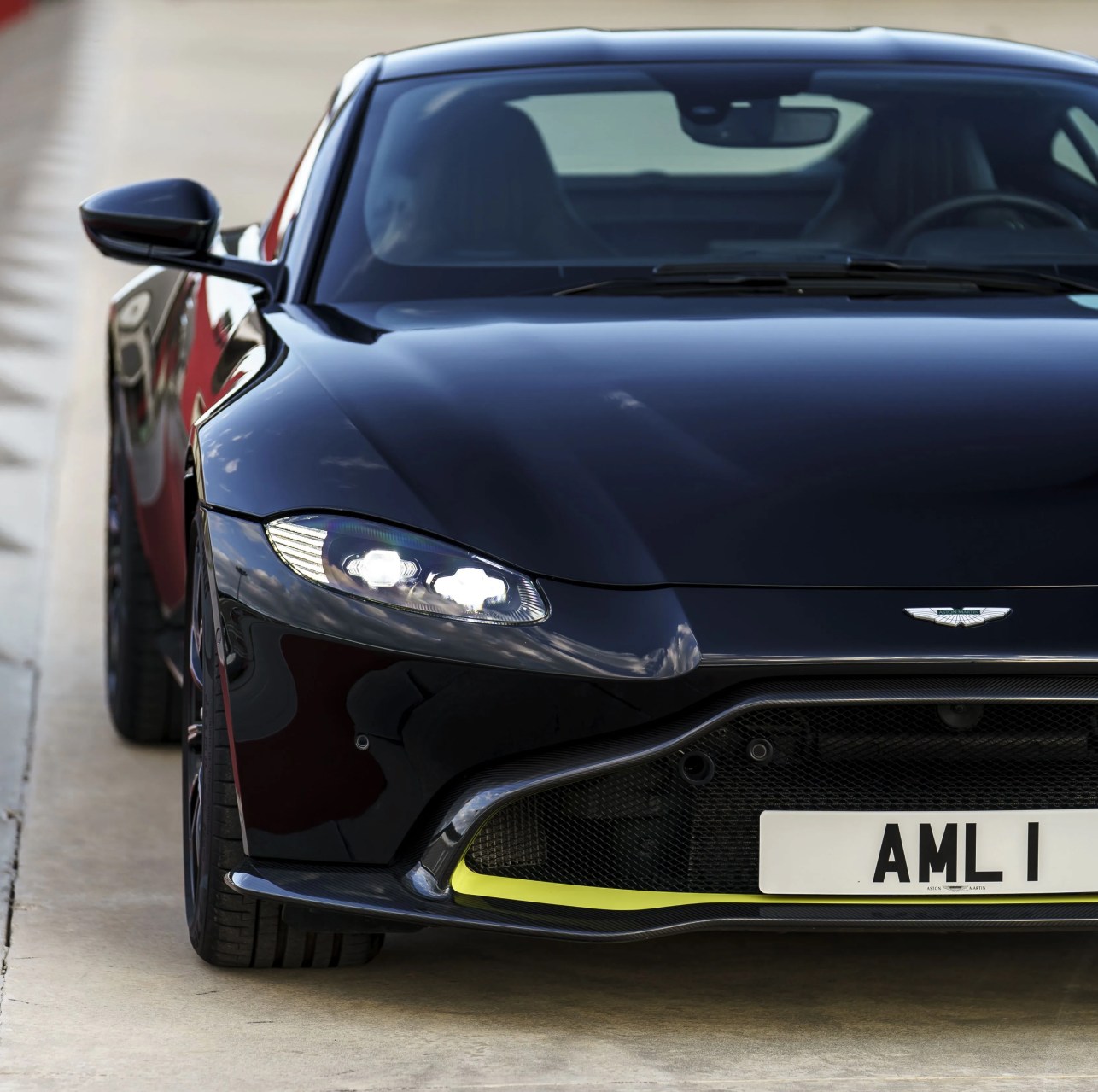 front of aston martin vantage