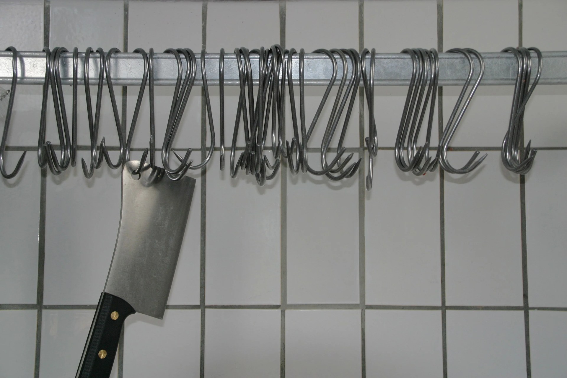 cleaver hanging on a hook