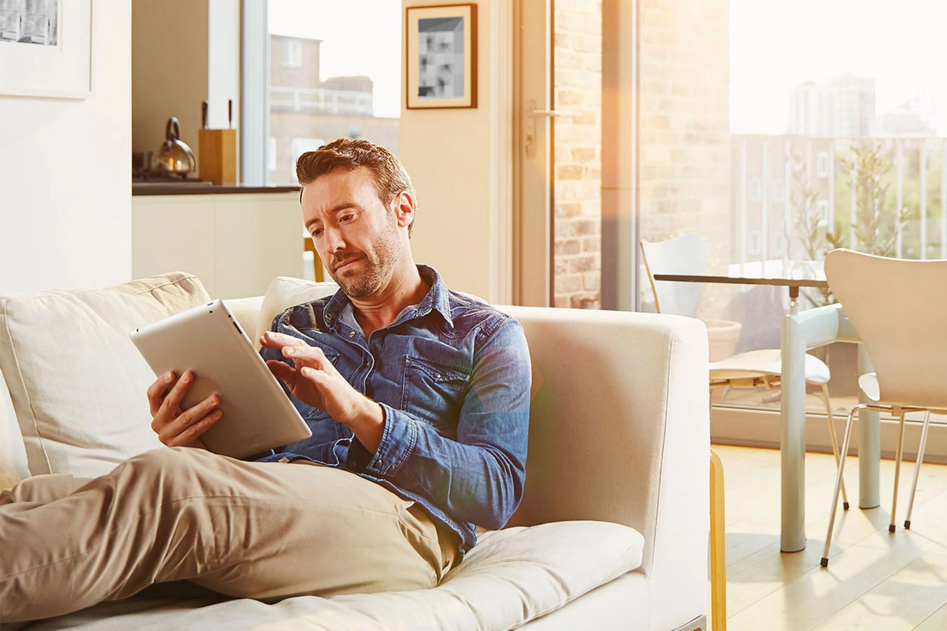 man using tablet