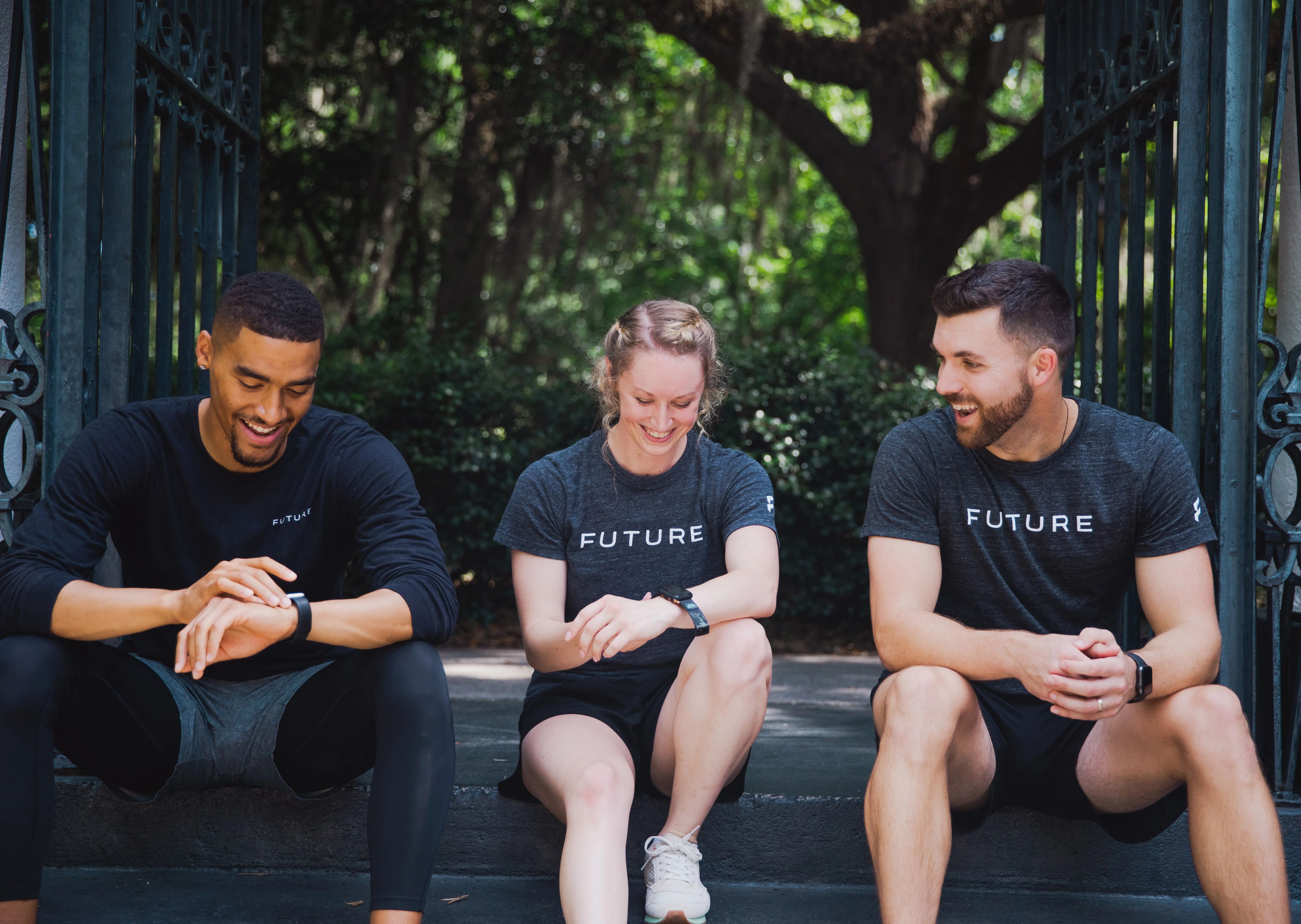 three people working out using future fitness