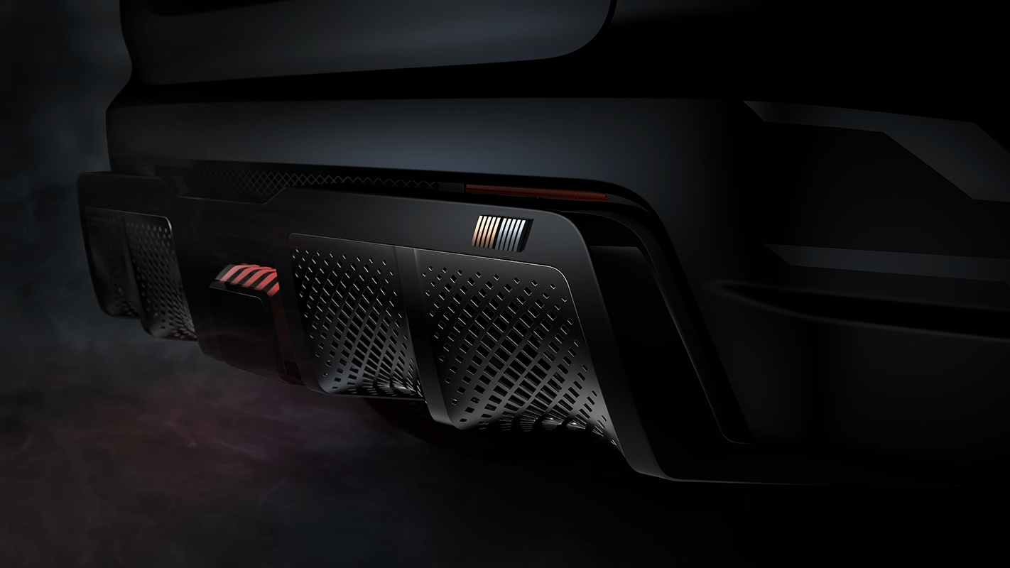 mitsubishi ralliart concept teaser image with rear diffuser