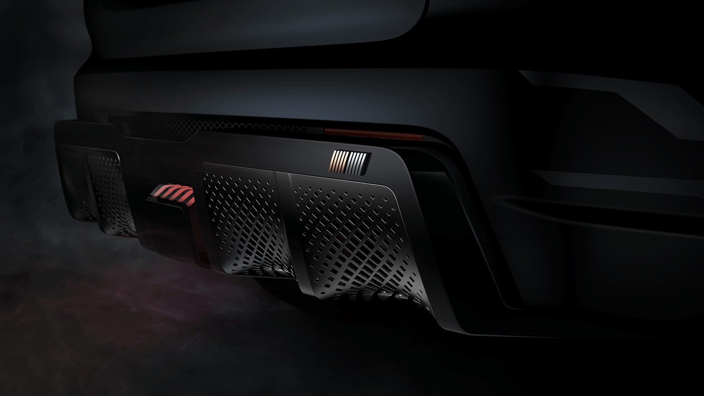 mitsubishi ralliart concept teaser image with rear diffuser
