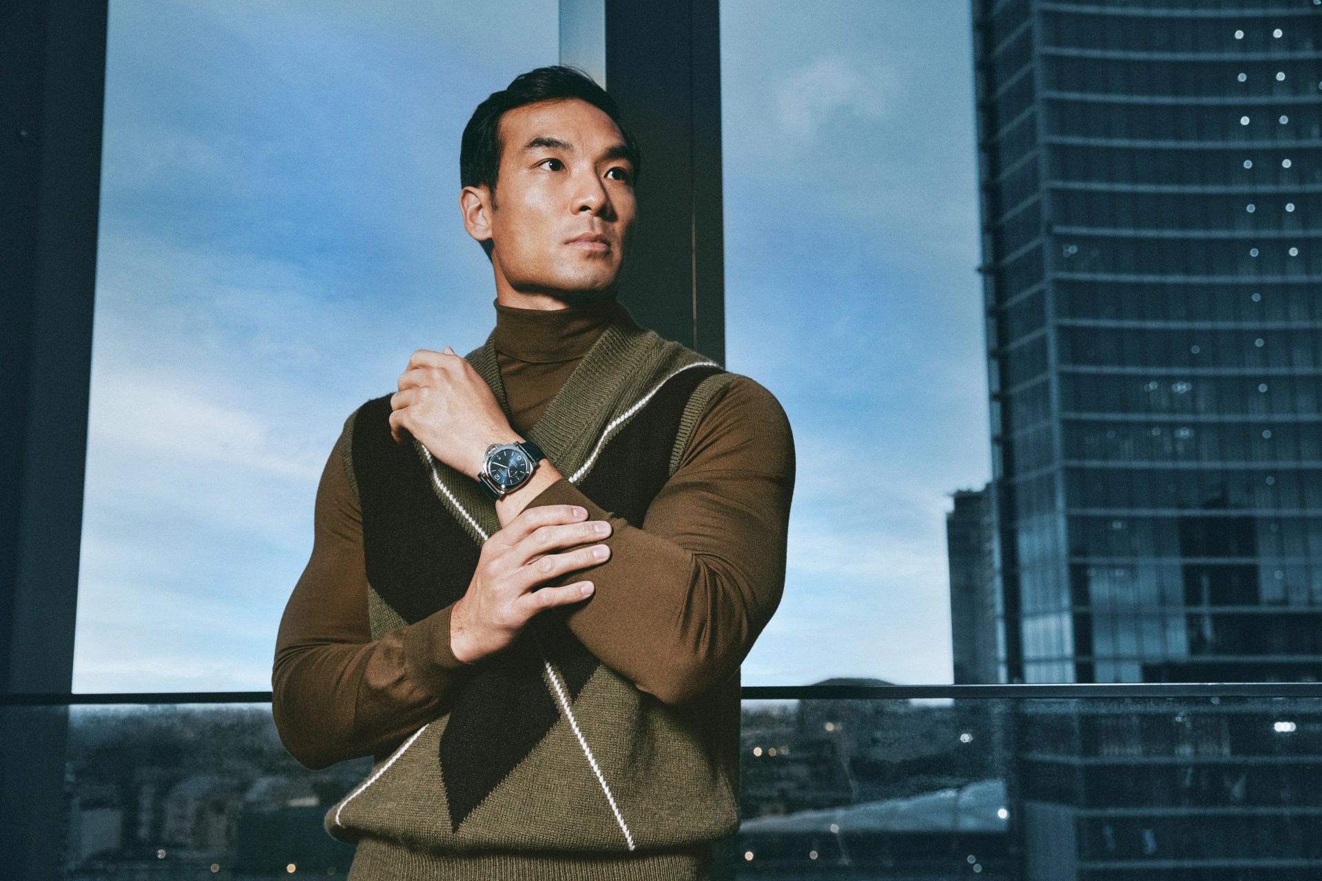 man wearing panerai watch