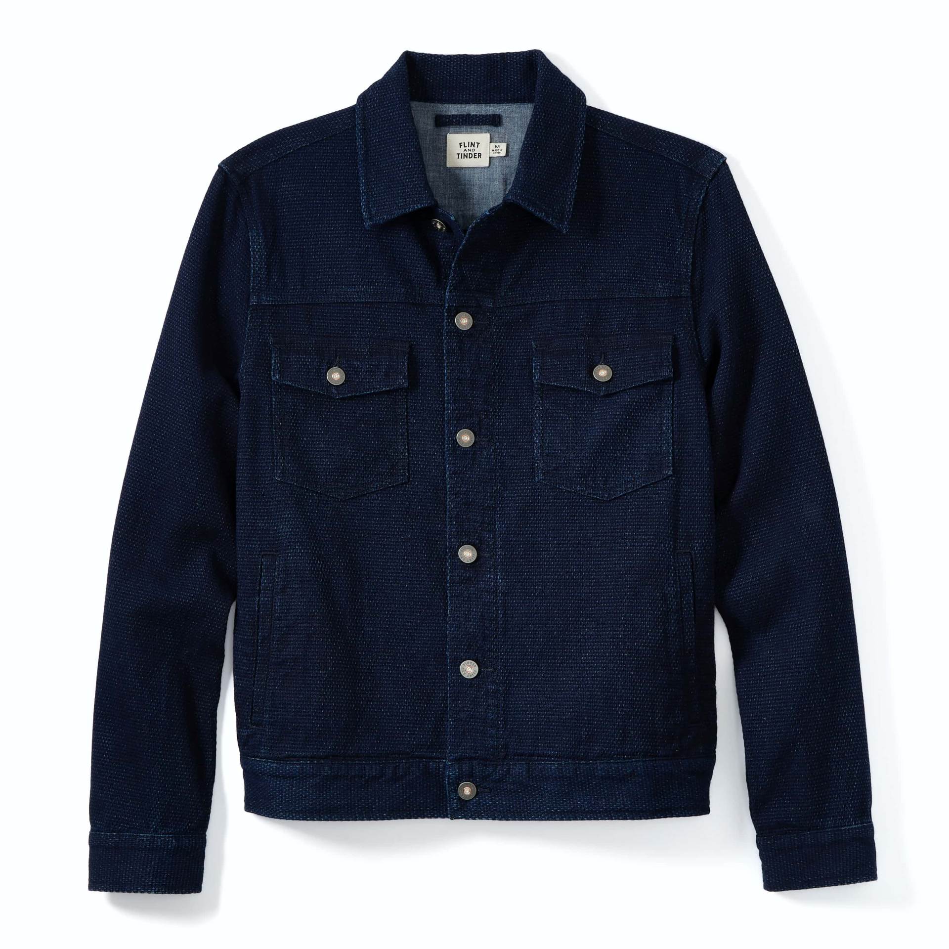Indigo Waffle Trucker Jacket