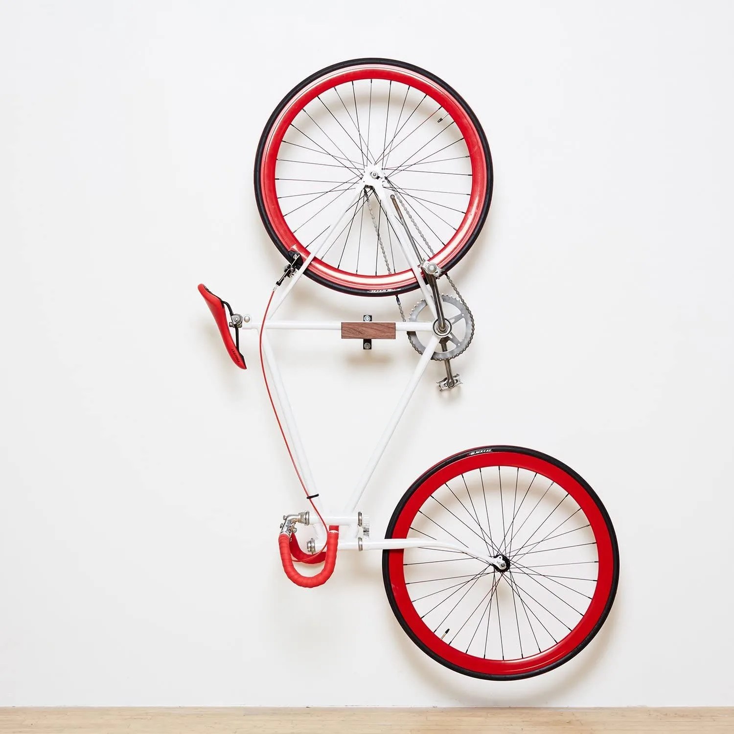play haus wood and steel indoor bicycle bike wall mount hanger rack storage walnut