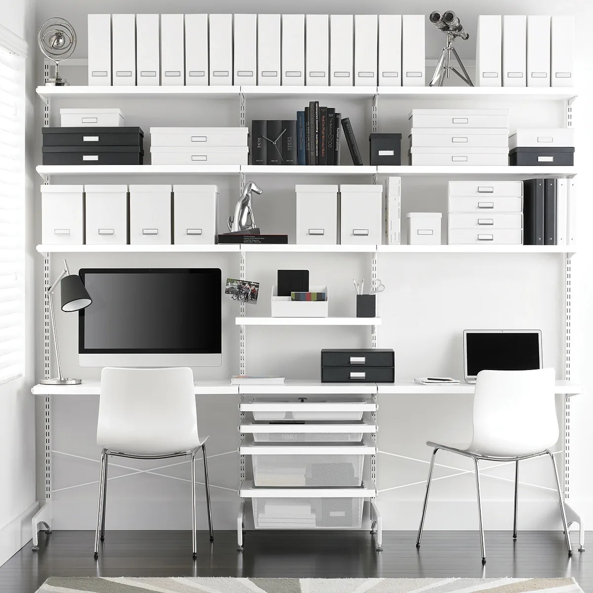 White Elfa Décor Freestanding Office