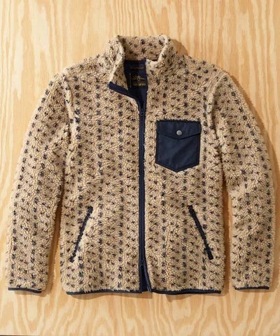 L.L.Bean x Todd Snyder Hi-Pile Sherpa Zip-Front Jacket in Boulder Birdseye Jacquard