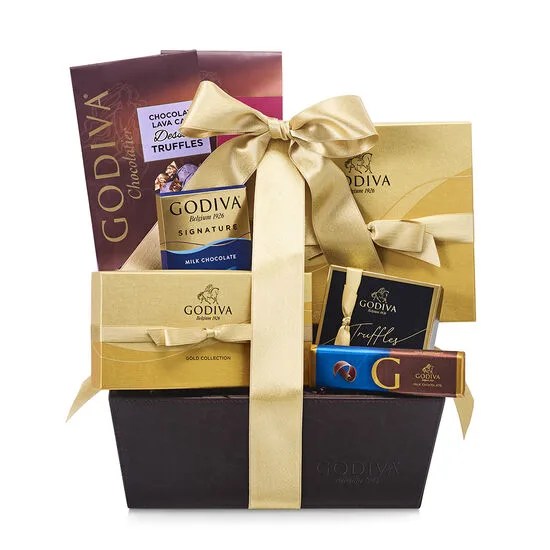chocolate celebration gift basket, classic ribbon