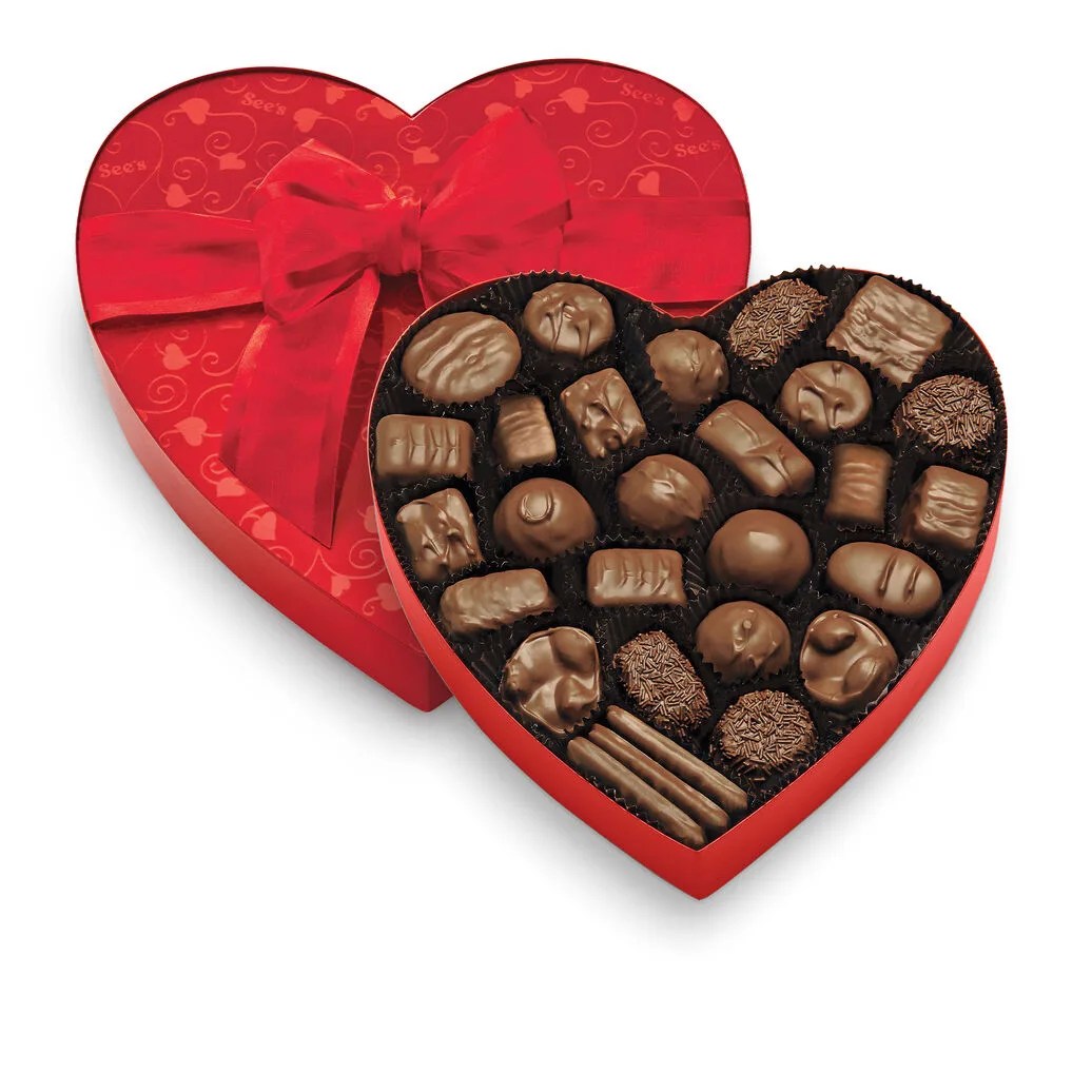classic red heart milk chocolates