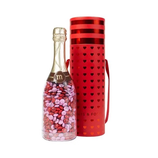 personalizable mm’s occasion bottle in valentine’s gift tube