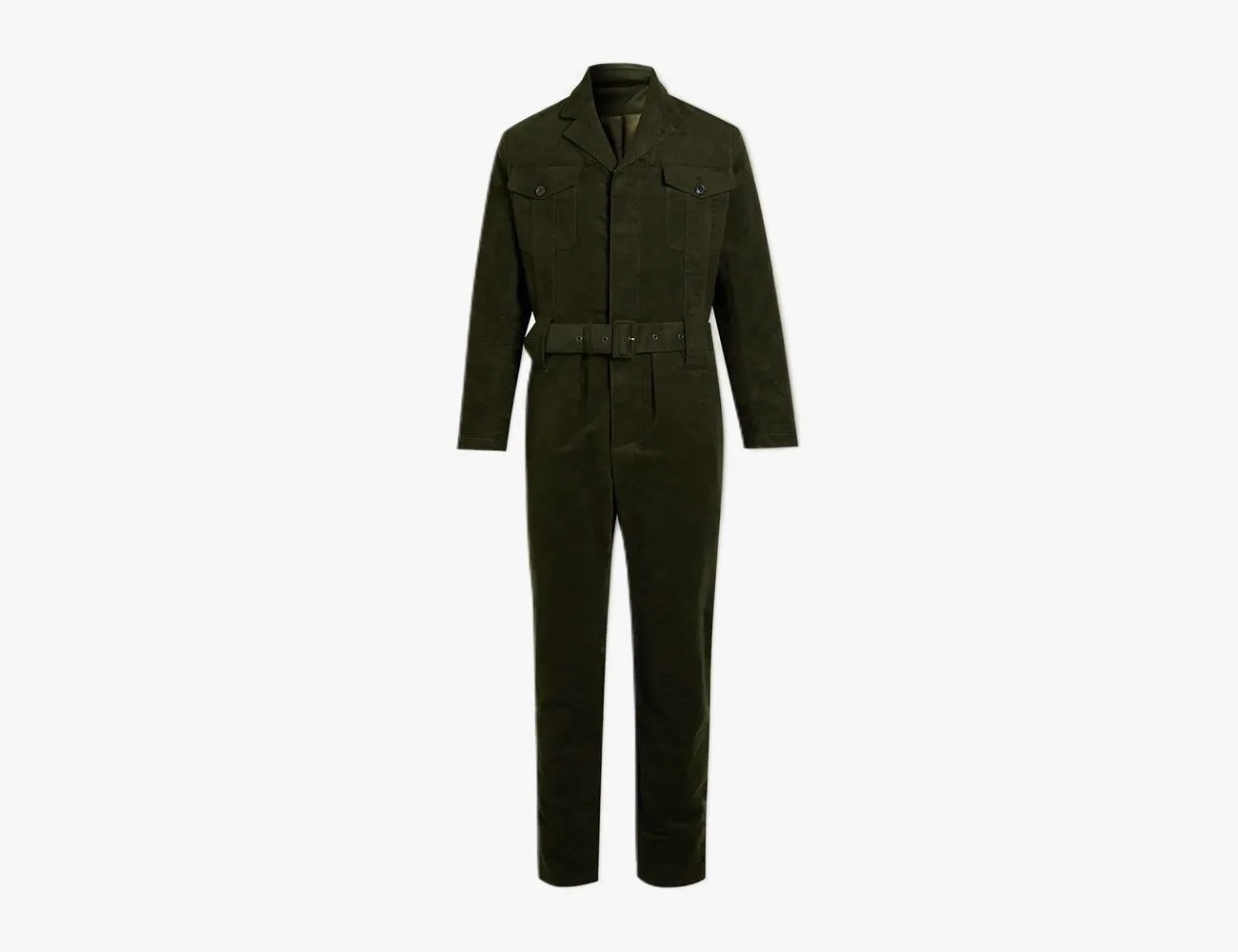 Belted Cotton-Moleskin Jumpsuit
