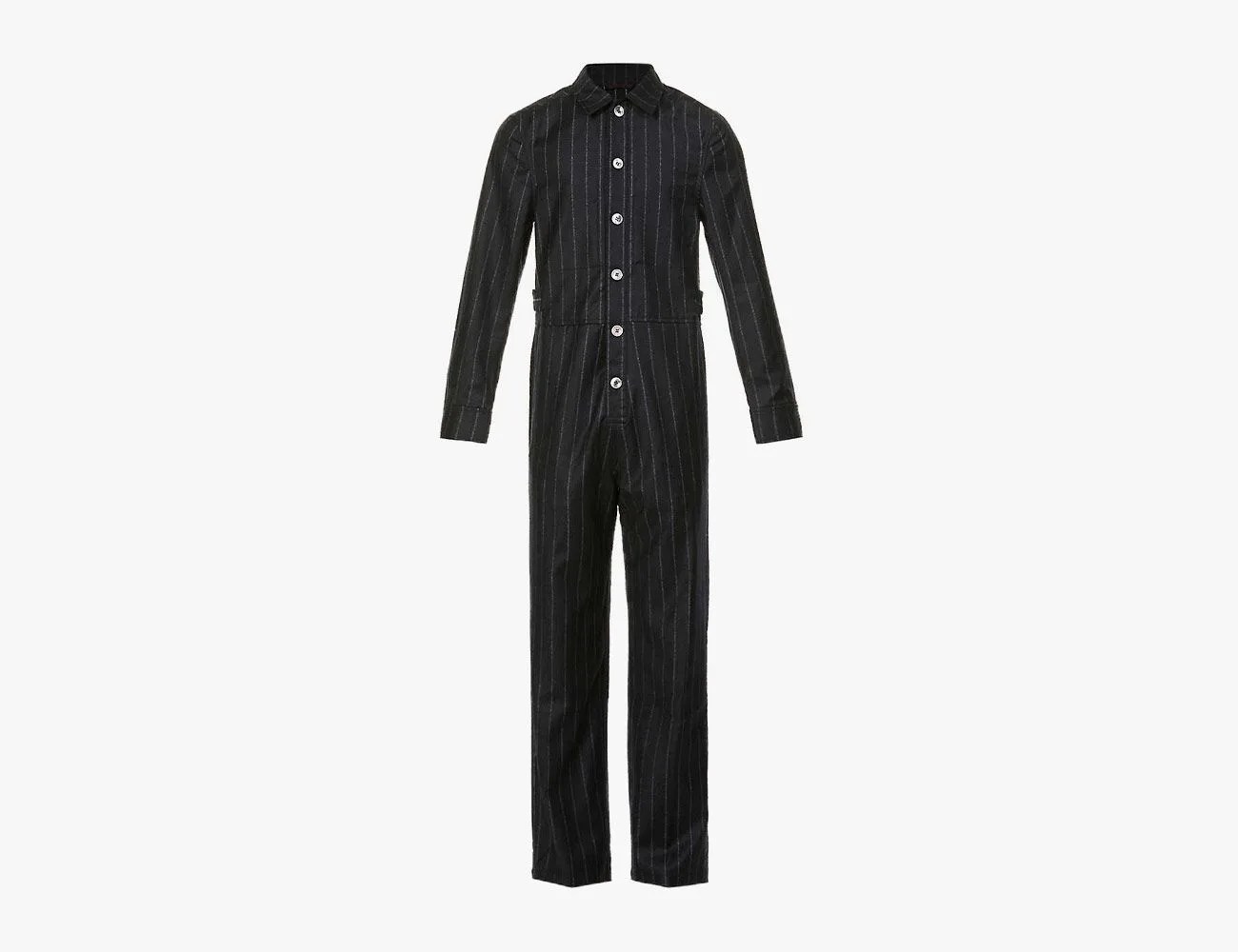 Pinstripe Patch-Pocket Wool Boilersuit