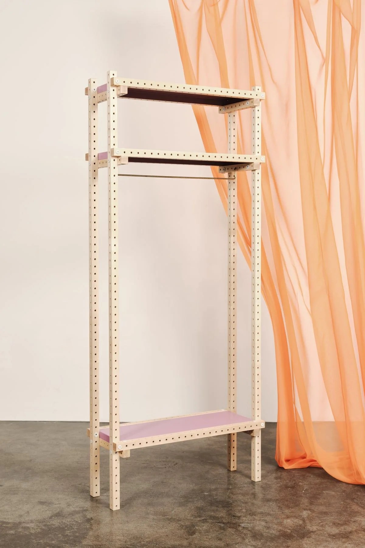 loose parts oak narrow garment rack